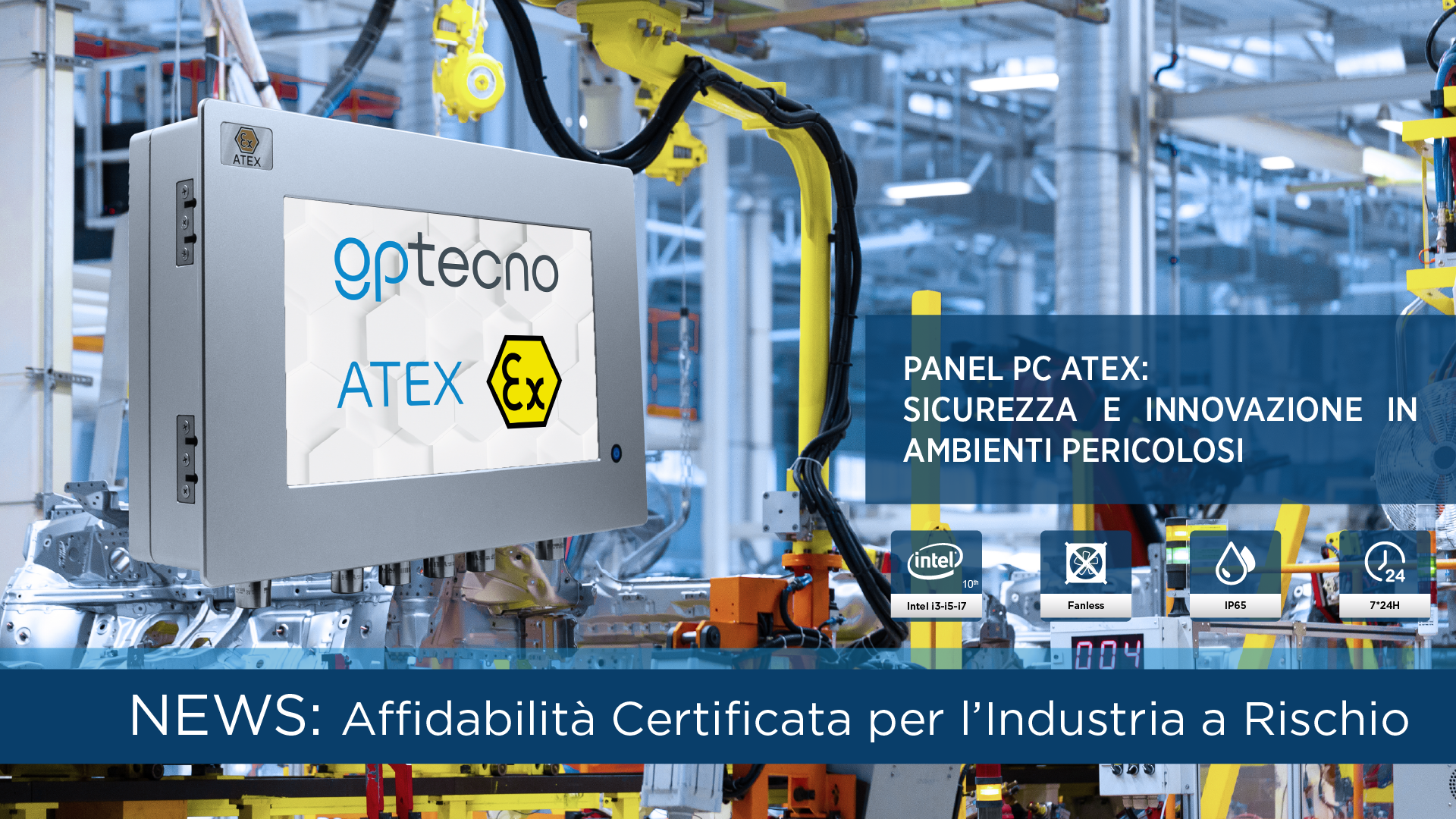 Panel PC Industriale G.P. Tecno con touch screen capacitivo per controllo macchine automatiche 4.0