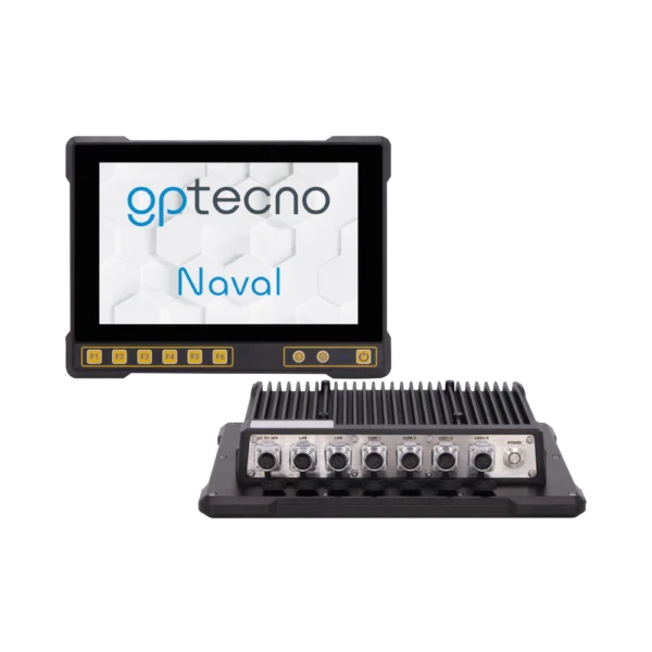 Panel PC navale certificato EN 60945 con touchscreen e dimming per navigazione notturna.