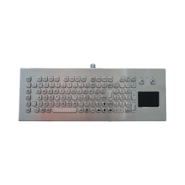 Tastiera industriale desktop in acciaio inox IP68 con 103 tasti, touchpad e tastierino numerico
